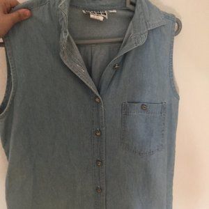 Vintage Denim Tank with sun design buttons